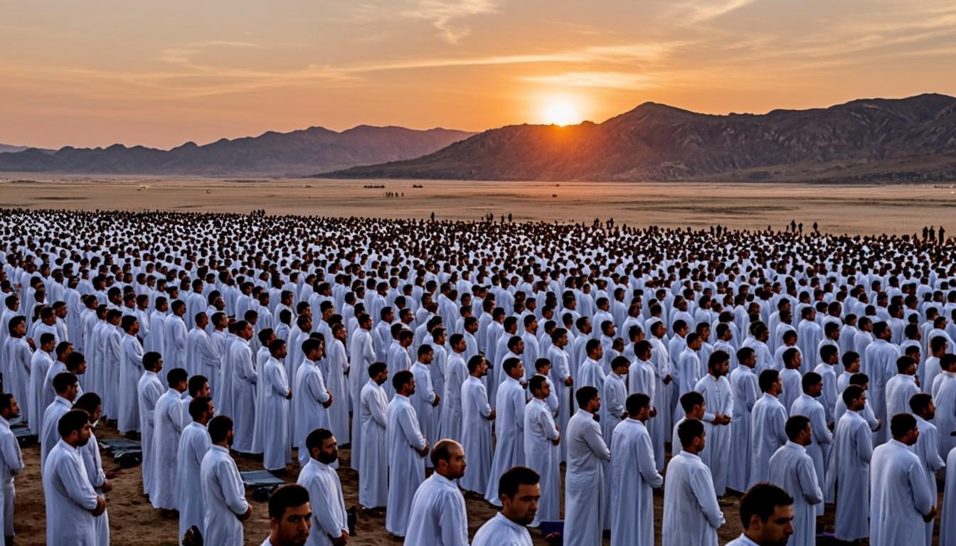 Jamaah berpakaian ihram di Padang Arafah
