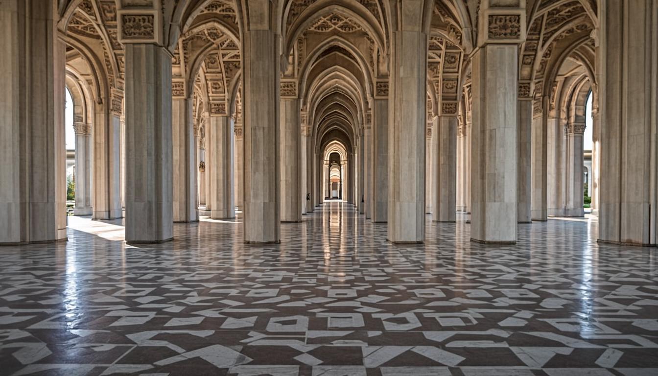 Interior Masjid Nabawi yang tenang